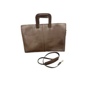 Vintage Pegasus Brown Leather Tote Bag With Handles & Adjustable Strap - Made In